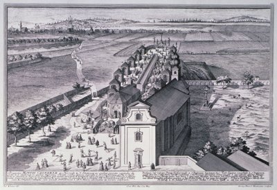 Vista del Monte Calvario cerca de Viena grabada por Georg-Daniel Heumann (1691-1759) de Salomon after Kleiner